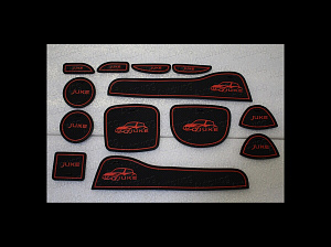 Тюнинг для Коврики в ниши и кармашки Juke , красная окантовка 