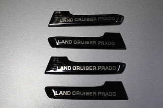 Накладки Prado 150 на ручки дверей салона , тёмный хром , сталь