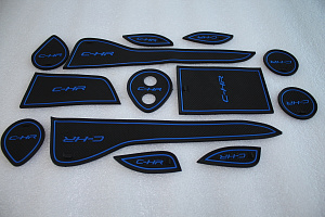 Тюнинг для Коврики в ниши и кармашки C-HR , синяя окантовка 