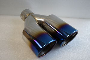 Насадка глушителя хром, синяя на конце L TY-C023A