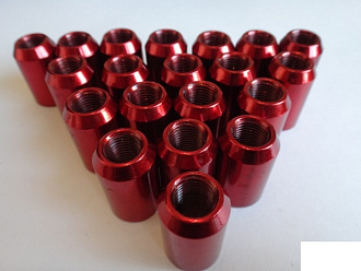 Гайки колёсные MAX GUARD конус (красные) 12*1.25 L=32, 20пр+1под шестигранник,