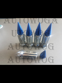 Гайки колёсные M12*1.5 синии MG 80мм хром со съёмным колпачком 