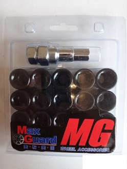 Гайки колёсные MAX GUARD конус (черные) 12*1.5 L=32,  под шестигранник, 