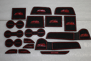 Тюнинг для Коврики в ниши и кармашки Outlander 2012 +, красная окантовка 