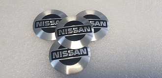 Наклейка на колпачки, для дисков 56мм NISSAN серая