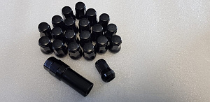 Гайки колёсные TopFit чёрные М12*1.5 ,7-гран. 20+1