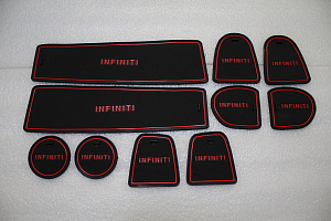 Тюнинг для Коврики в ниши и кармашки QX 56 / QX 80 , красная окантовка 