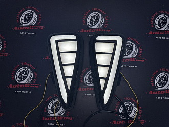 Ходовые огни (туманки) Camry V50 / V55 2015 +, в бампер передний, стиль 3 ( габарит + повтор )