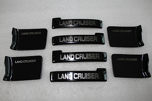 Тюнинг для Накладки Land Cruiser 200 на ручки дверей салона, сталь , с надписью , тёмный хром 