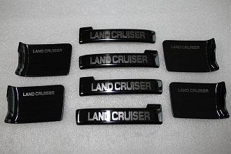 Накладки Land Cruiser 200 на ручки дверей салона, сталь , с надписью , тёмный хром 