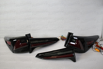 Стопы Fortuner 2016 +, дымчатые , дизайн Lexus , бегающий повтор, стиль 1