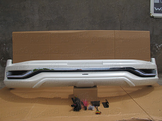 Губа передняя Land Cruiser 200 2016 +, Modellista c ходовыми огнями, белый перламутр