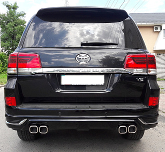 Губа задняя Land Cruiser 200 2016 +, Modellista под две насадки глушителя, чёрный перламутр