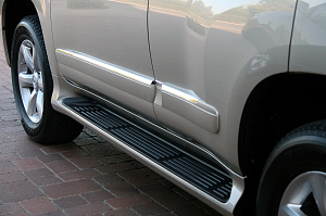 Тюнинг для Пороги Prado 150 стиль Lexus GX 460 с металлической подножкой, усиленные, серебро