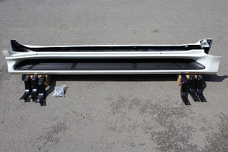 Пороги Prado 150 стиль Lexus GX 460 с металлической подножкой, усиленные, белый перламутр