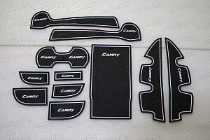 Тюнинг для Коврики в ниши и кармашки Camry V50 / V55 2015 +, белая оконтовка