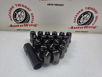 Гайки колёсные Project M12*1.25 черные 20+1 (32мм*20мм)