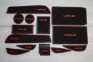 Тюнинг для Коврики в ниши и кармашки ES 250 / ES 200 / ES 300h / ES 350 , красная оконтовка 