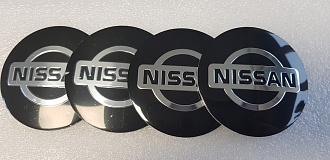 Наклейка на колпачки, для дисков 65мм NISSAN черная