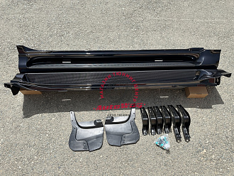 Пороги Prado 150 стандарт ,  с металлической подножкой, усиленные, черные 