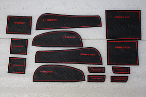 Тюнинг для Коврики в ниши и кармашки Forester 2008 - 2012 , красная  оконтовка 