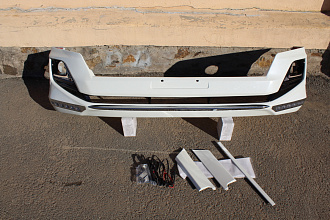 Губа передняя Prado 150 2014 +, Modellista, с ходовыми огнями, версия 2, белый перламутр