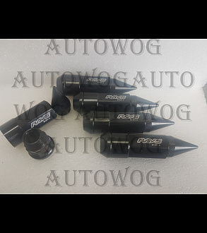 Гайки колёсные RAYS М12*1.5 черные 20шт.+1ключ (из 3-х частей) карандаш