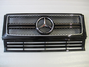 Тюнинг для Решетка Mercedes G-class W463 / G63 дизайн AMG 2015 +, черная, черная сетка + эмблема