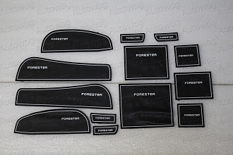 Коврики в ниши и кармашки Forester 2008 - 2012 , белая оконтовка 