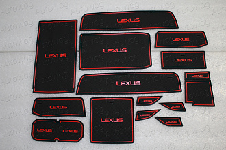 Коврики в ниши и кармашки GS 300 / GS 350 / GS 450H , красная оконтовка 