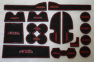 Тюнинг для Коврики в ниши и кармашки Prado 150 2018 , красная окантовка 