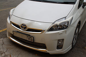 Тюнинг для Накладка Prius 30 2009 - 2011 на низ переднего бампера , хром 