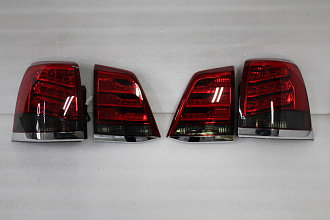 Стопы Land Cruiser 200 дизайн LX 570 2012, красно-дымчатые+хром 