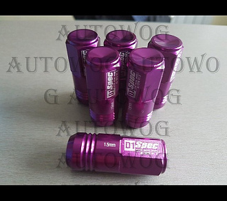 Гайки колёсные D1 Spec 12*1.5 фиолетовые, облегчённые, 50мм